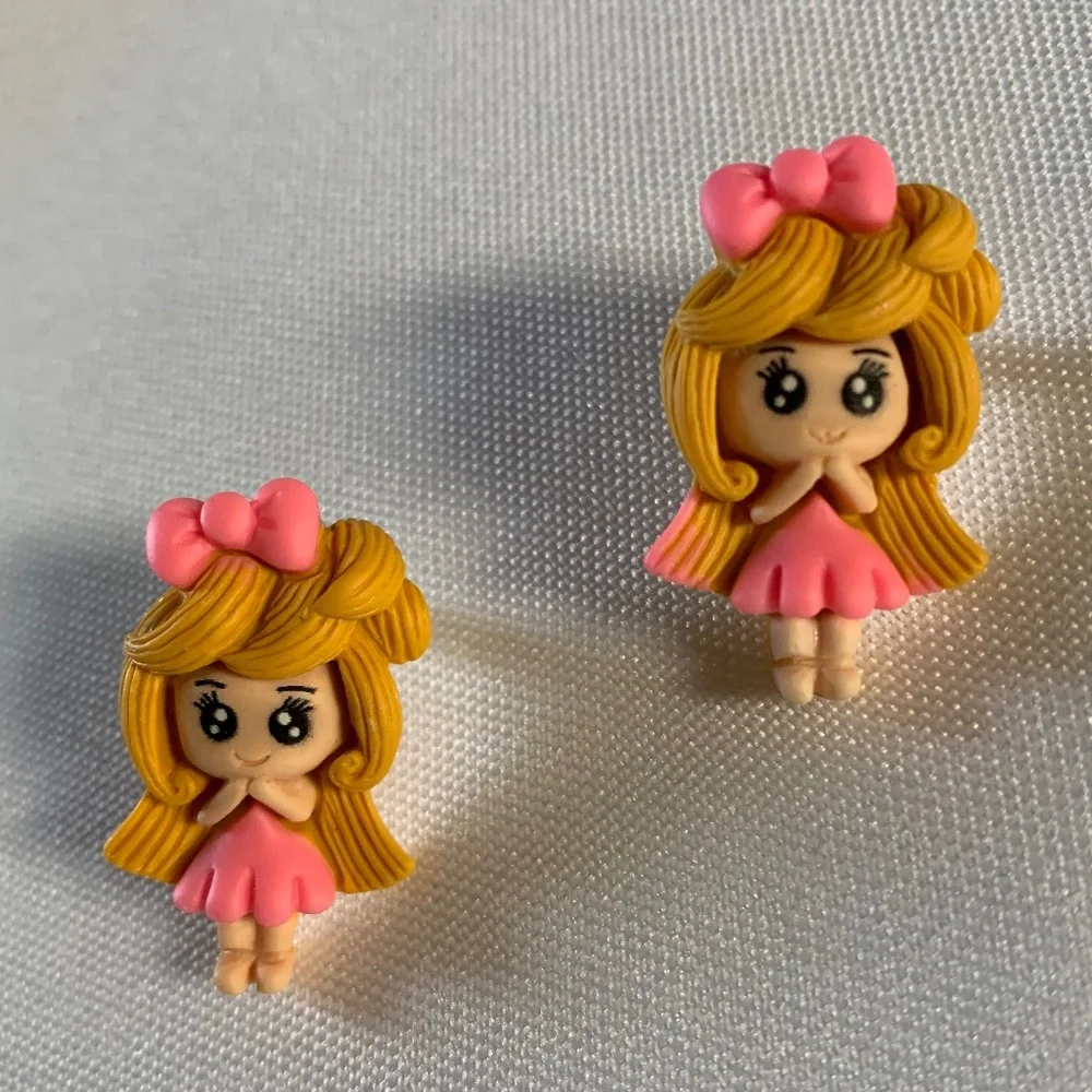 NWT. Handmade Pierced Earrings of Fancy Girls.  For ages 5 and up!